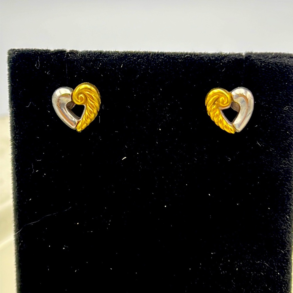 Brighton Open Heart Gold Silver Stud Earrings